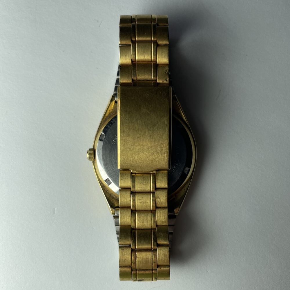 Cracked Crystal Vintage Pulsar Men Y143-X003 Gold Tone Quartz Analog Watch - Picture 4 of 7